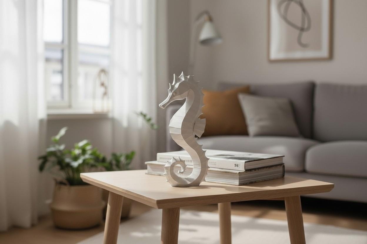 3D Printed Seahorse Sculpture – Coastal Home Décor UK