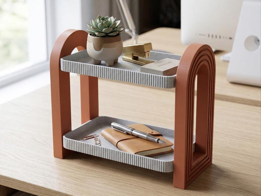 3D Printed Modern Desk Shelf Organiser – Office Storage UK